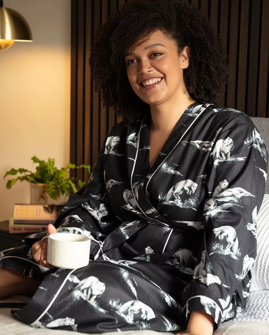 Atlas Arctic Fox Print Long Dressing Gown^Cyberjammies Store