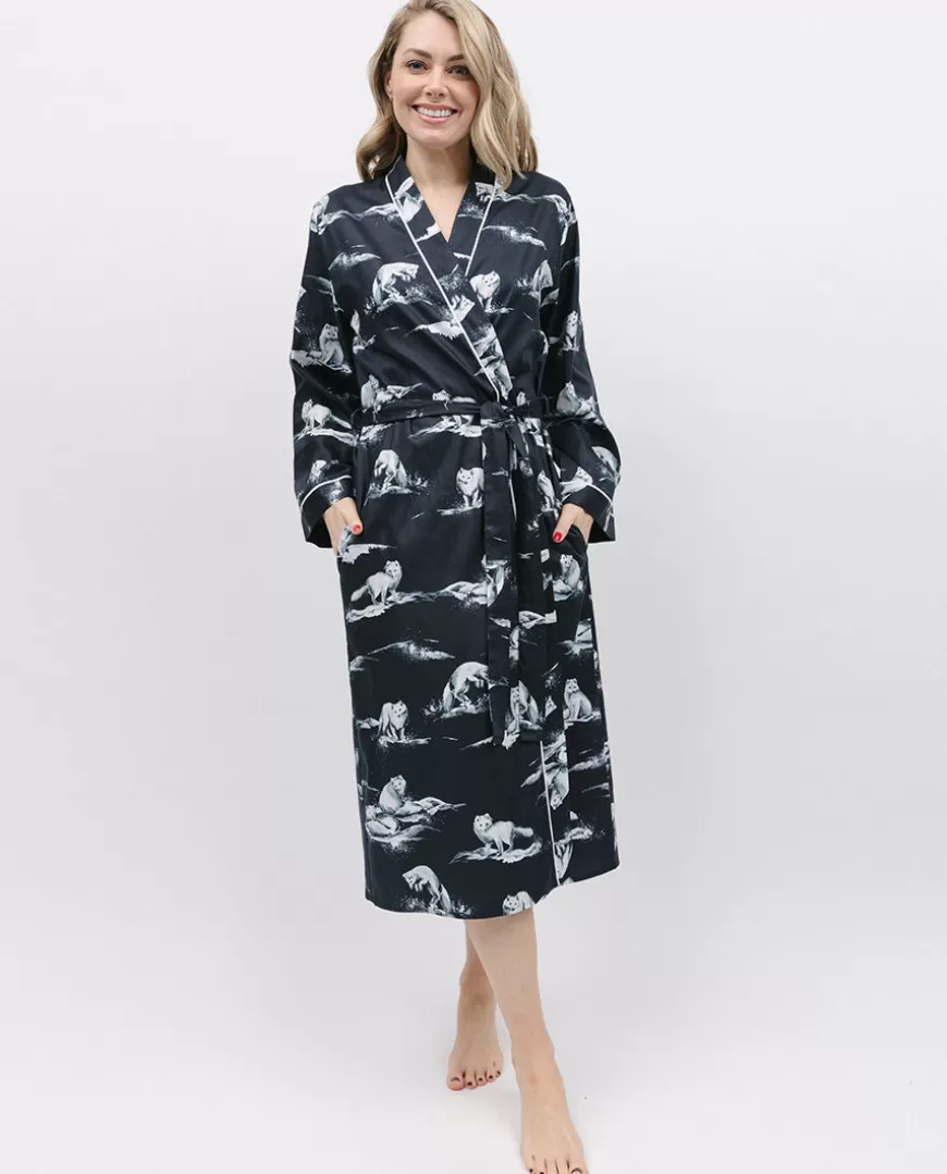 Atlas Arctic Fox Print Long Dressing Gown^Cyberjammies Store