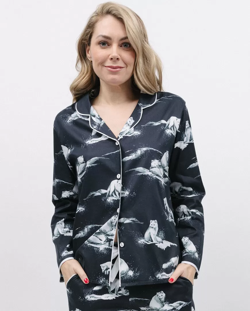Atlas Womens Arctic Fox Print Pyjama Top^Cyberjammies Cheap