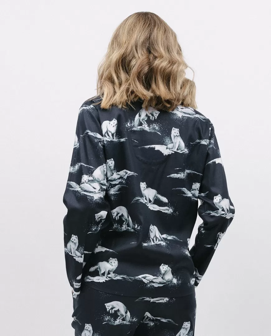 Atlas Womens Arctic Fox Print Pyjama Top^Cyberjammies Cheap
