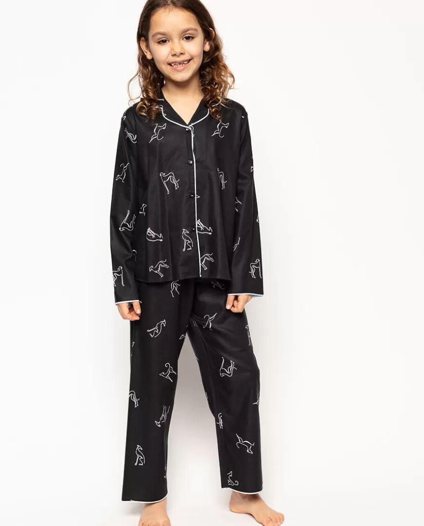 Beth Black Dog Print Pyjama Set^Cyberjammies Clearance