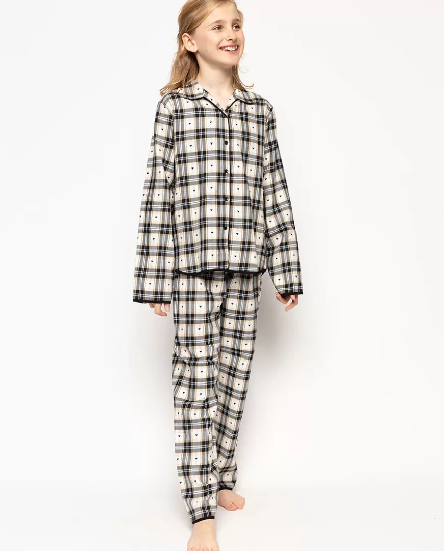 Beth Black Heart Dobby Check Pyjama Set^Cyberjammies Outlet