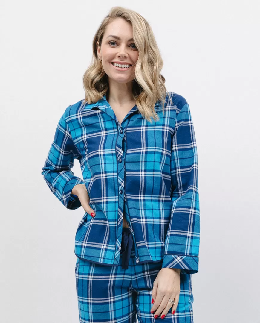 Brushed Blue Check Pyjama Top^Cyberjammies Online