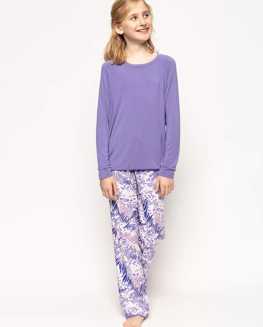 Camila Lilac Jersey Top And Animal Print Pyjama Set^Cyberjammies Online