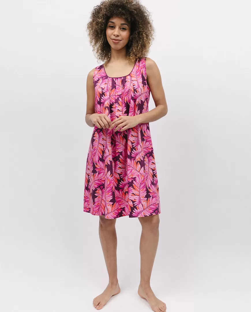 Carina Palm Leaf Print Short Nightdress^Cyberjammies Cheap