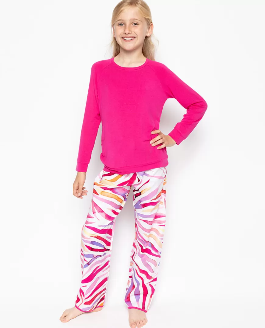 Carrie Jersey Top And Brushstroke Print Pyjama Set^Cyberjammies Store