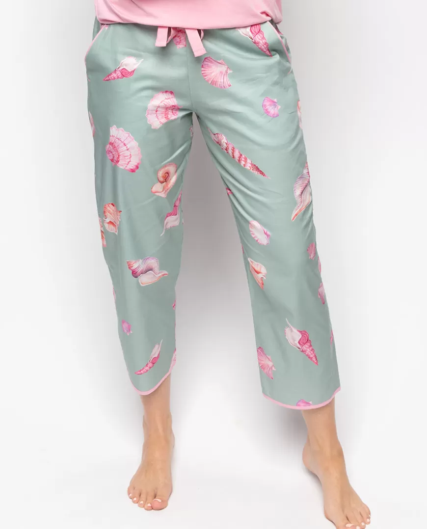 Coral Shell Print Cropped Pyjama Bottoms^Cyberjammies Hot