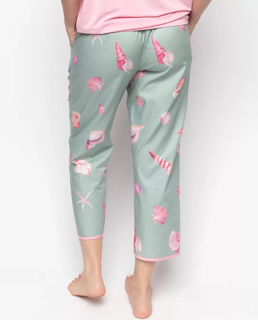 Coral Shell Print Cropped Pyjama Bottoms^Cyberjammies Hot