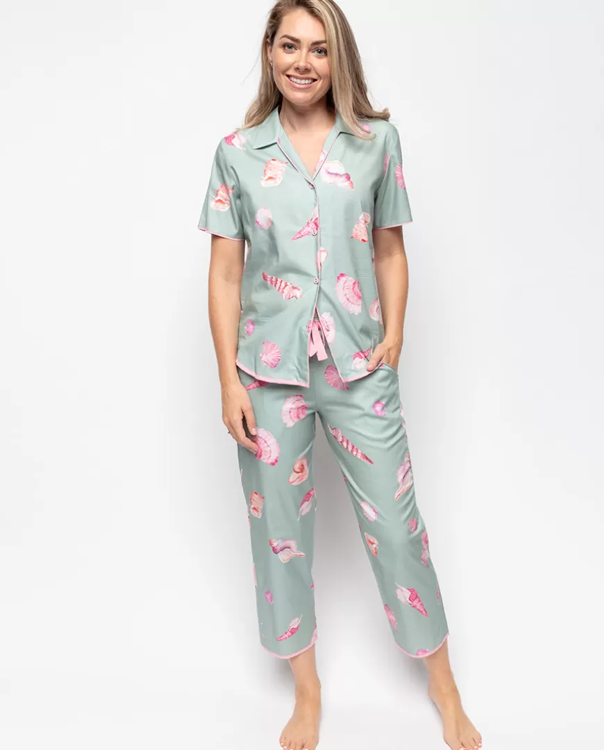 Coral Shell Print Cropped Pyjama Set^Cyberjammies Hot