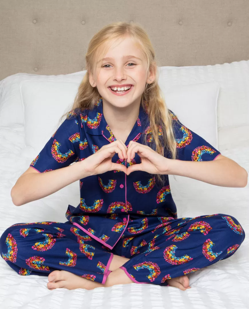 Daisy Navy Rainbow Print Pyjama Set^Cyberjammies Discount