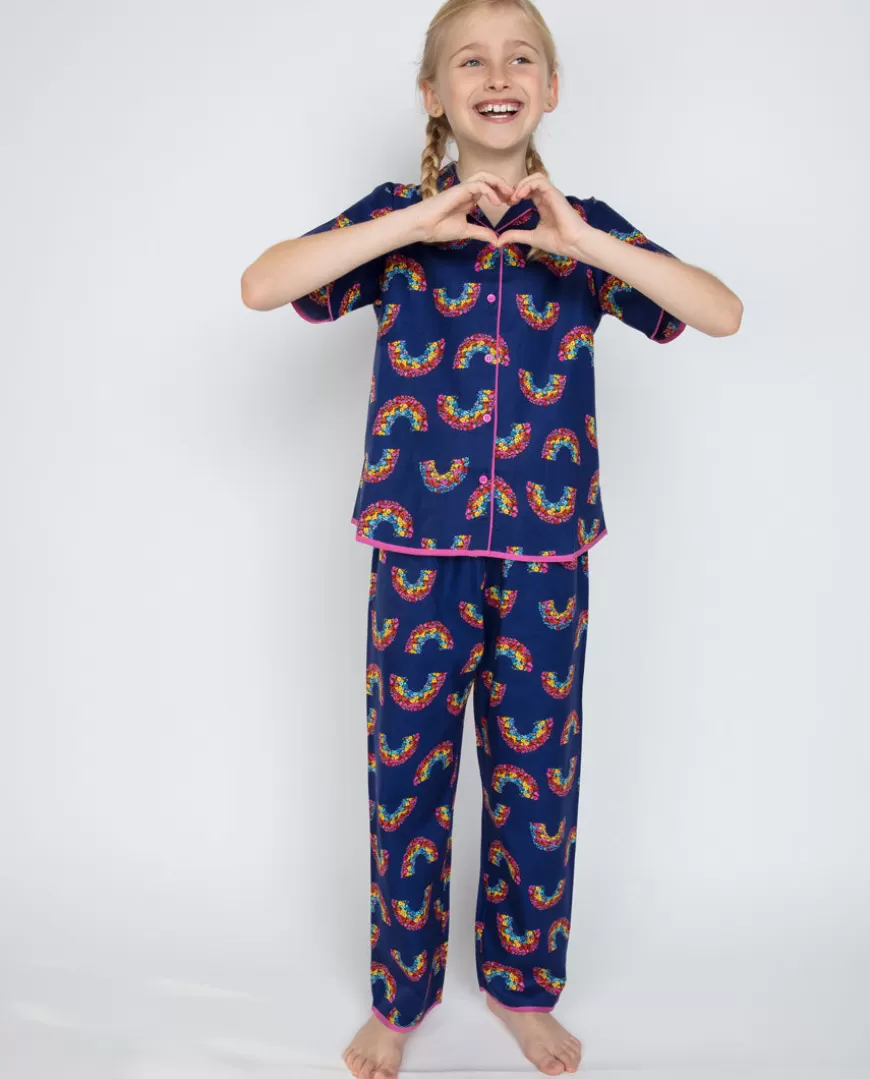 Daisy Navy Rainbow Print Pyjama Set^Cyberjammies Discount
