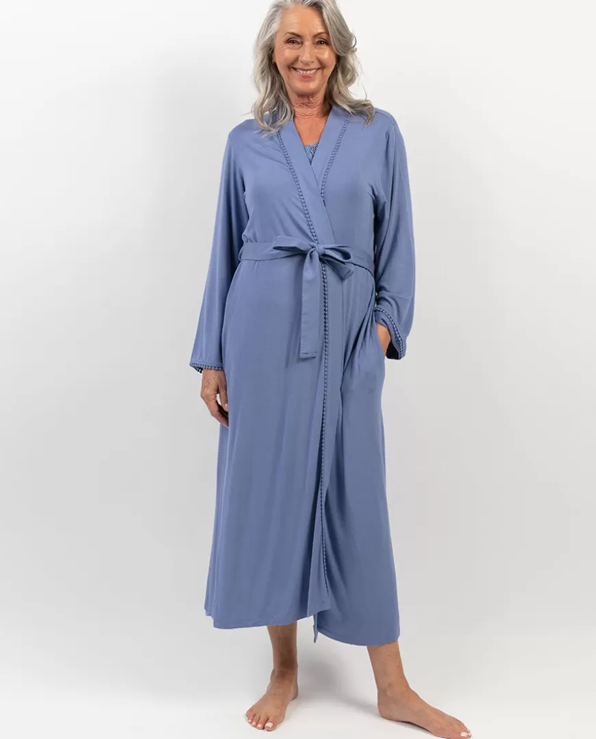Delilah Lace Detail Jersey Long Dressing Gown^Cyberjammies Cheap