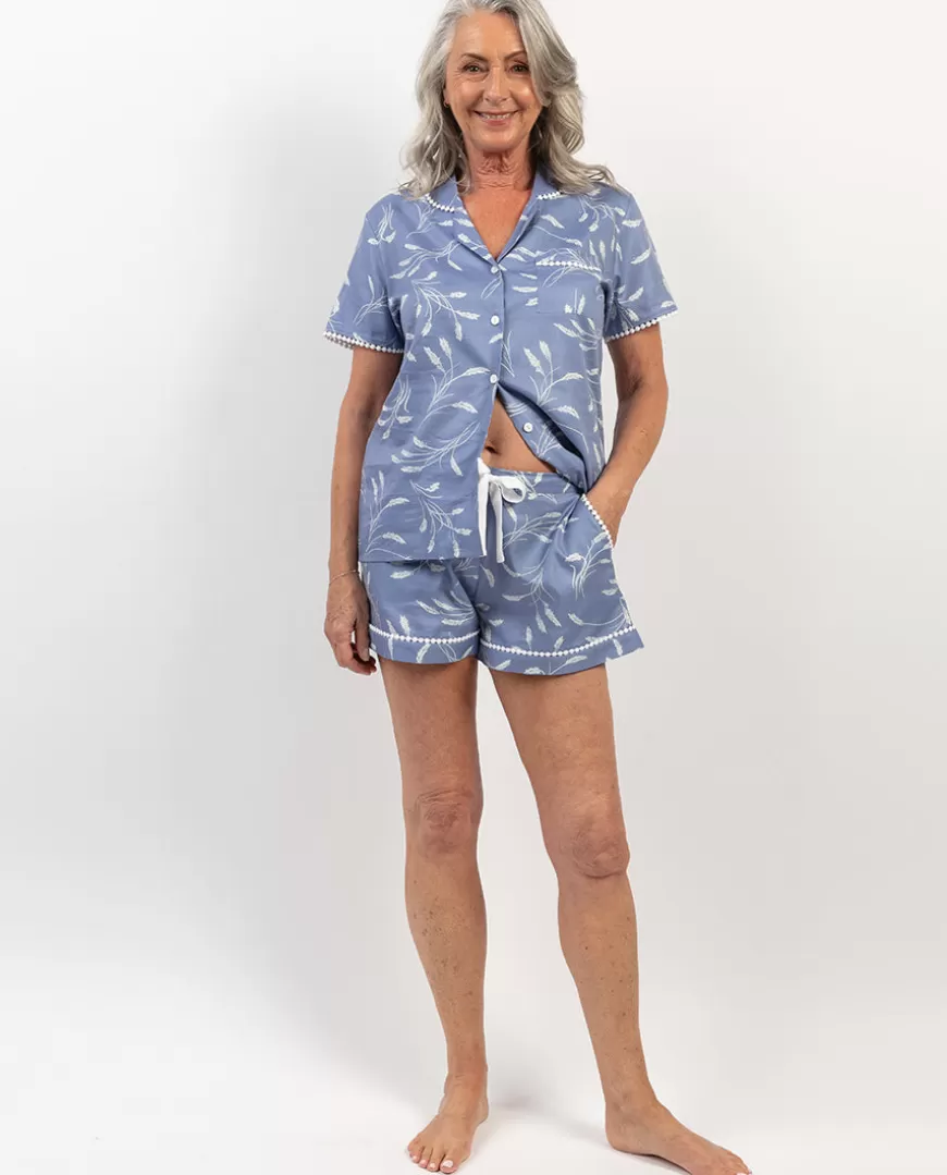Delilah Lace Trim Wheatsheaf Print Shorty Set^Cyberjammies Discount