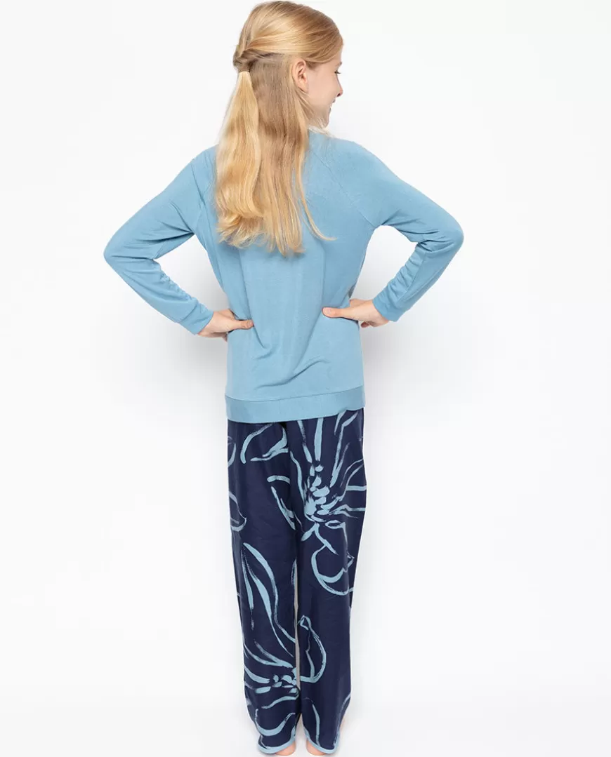 Emma Jersey Top And Floral Print Pyjama Set^Cyberjammies Shop