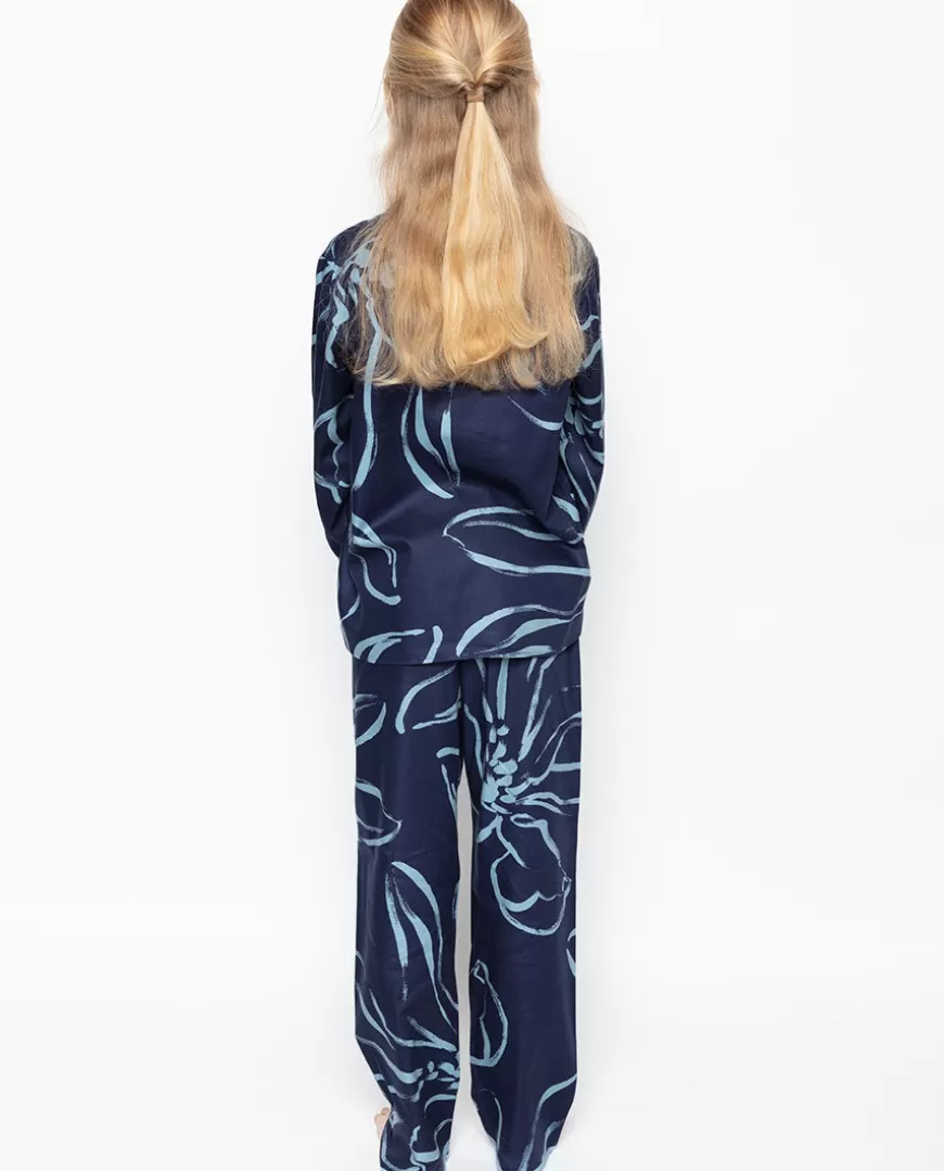 Emma Navy Floral Print Pyjama Set^Cyberjammies Clearance