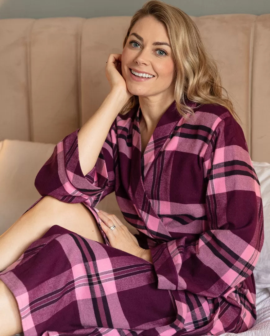 Eve Super Cosy Check Long Dressing Gown^Cyberjammies Store