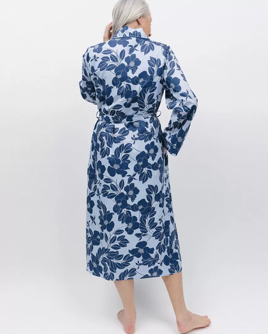 Evette Blue Floral Print Long Dressing Gown^Cyberjammies Store