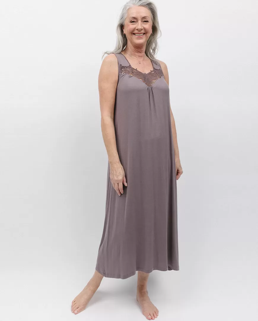 Evette Lace Detail Jersey Long Nightdress^Cyberjammies Discount
