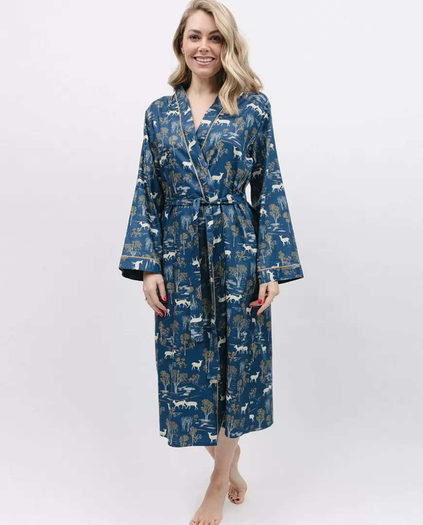 Fawn Woodland Print Long Dressing Gown^Cyberjammies Best