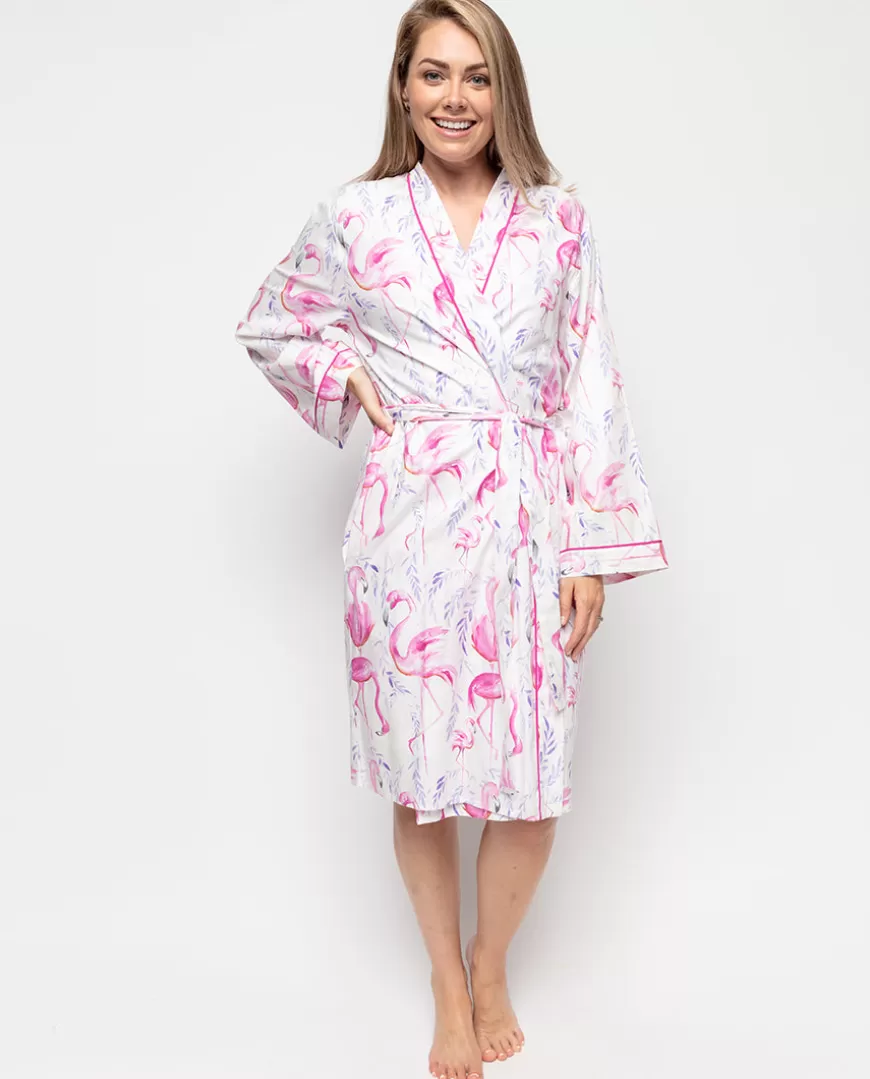 Fifi Flamingo Print Short Dressing Gown^Cyberjammies Clearance