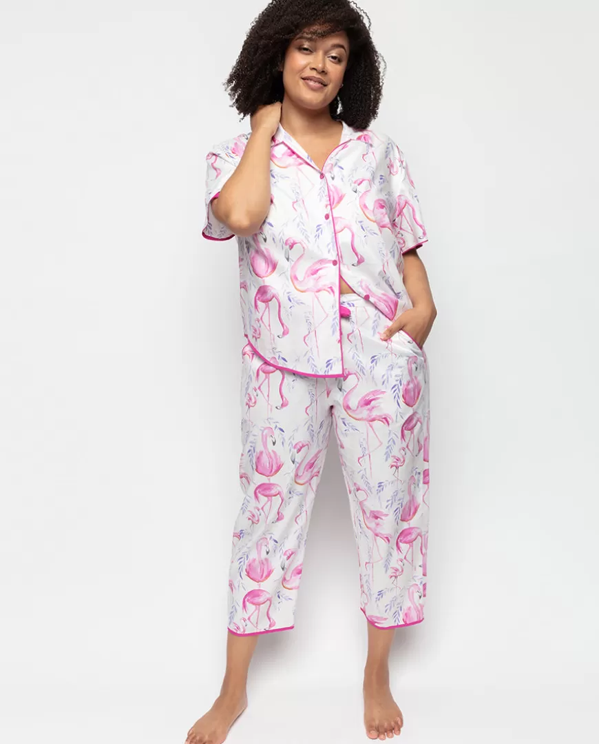 Fifi Womens Flamingo Print Cropped Pyjama Set^Cyberjammies Flash Sale