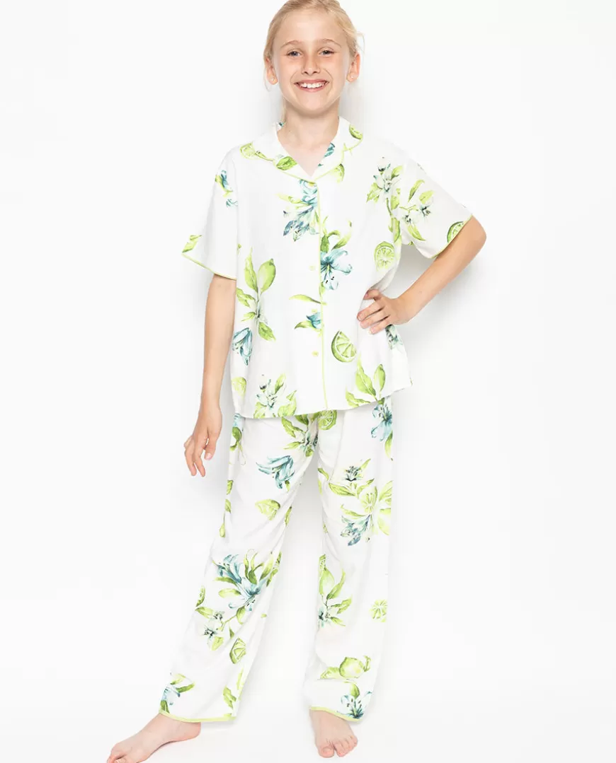 Gina Green Lime Print Pyjama Set^Cyberjammies Hot