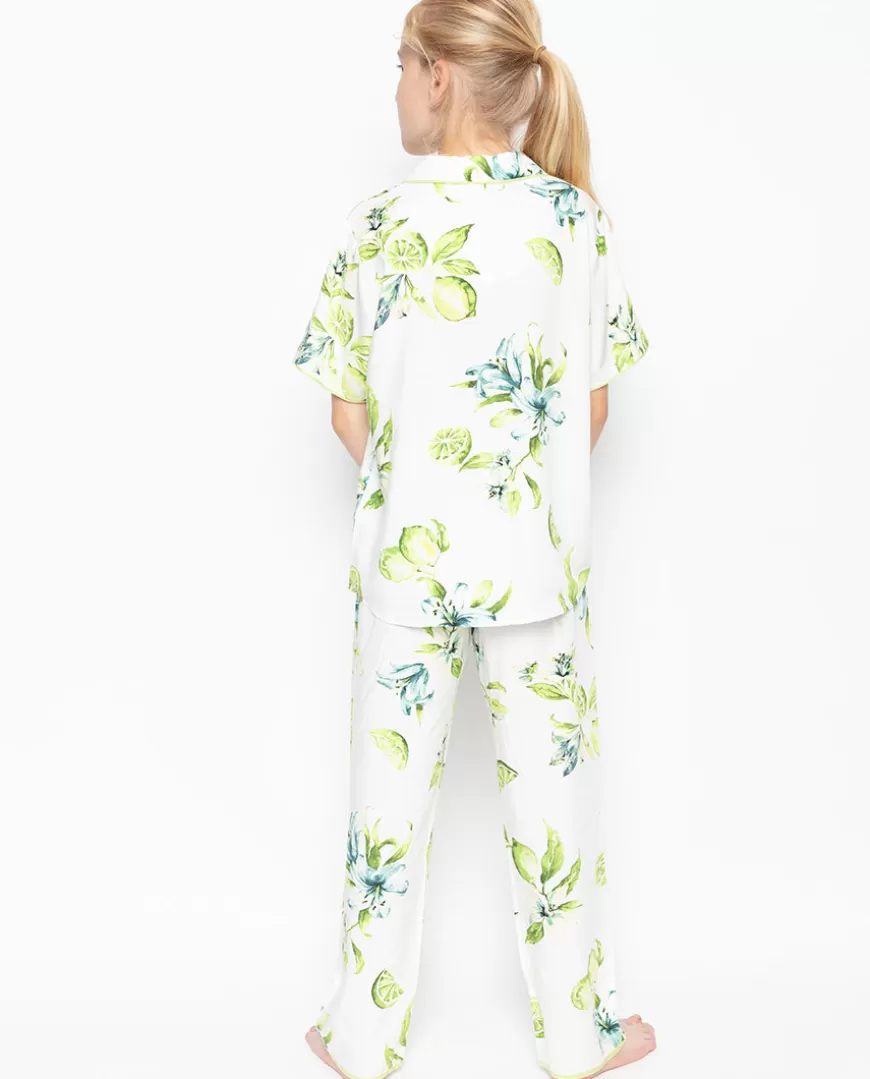 Gina Green Lime Print Pyjama Set^Cyberjammies Hot