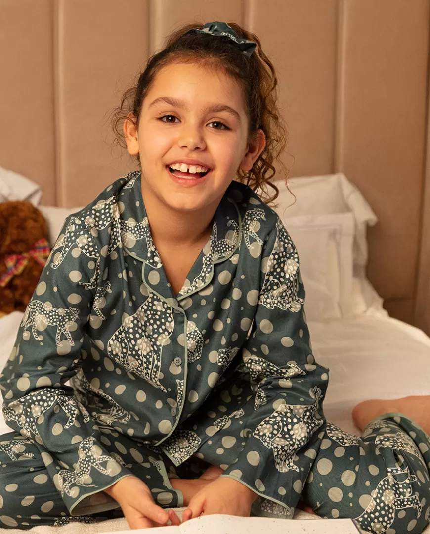 Hannah Girls Leopard Print Pyjama Set^Cyberjammies Store
