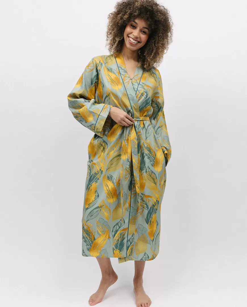 Hannah Leaf Print Long Dressing Gown^Cyberjammies Cheap