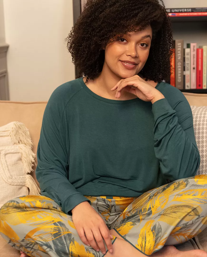 Hannah Slouch Jersey Top And Leaf Print Pyjama Set^Cyberjammies Clearance