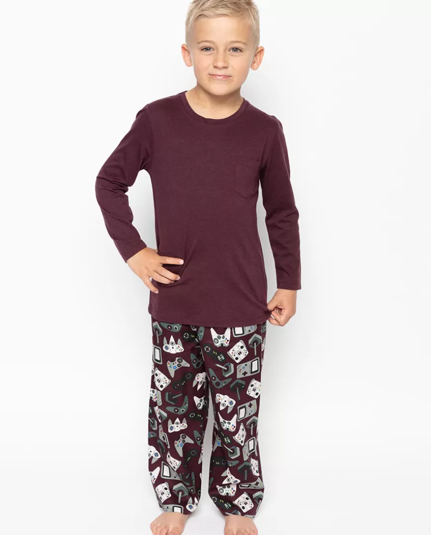 Jack Burgundy Jersey T-Shirt And Gamer Print Pyjama Set^Cyberjammies Sale