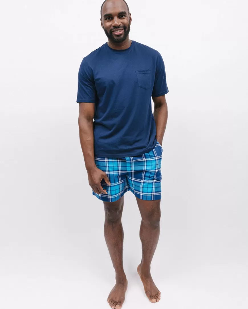 Jersey T-Shirt And Blue Check Shorty Set^Cyberjammies Online