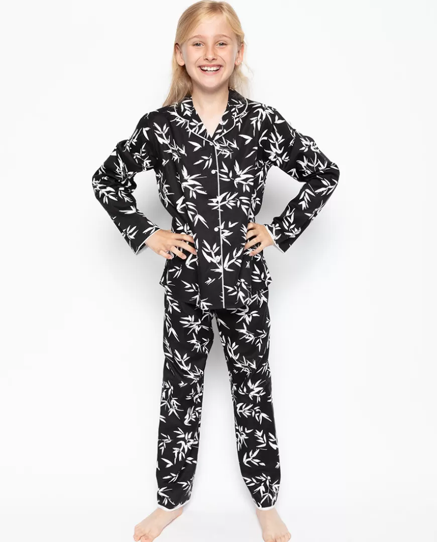 Katie Black Bamboo Leaf Print Pyjama Set^Cyberjammies Store