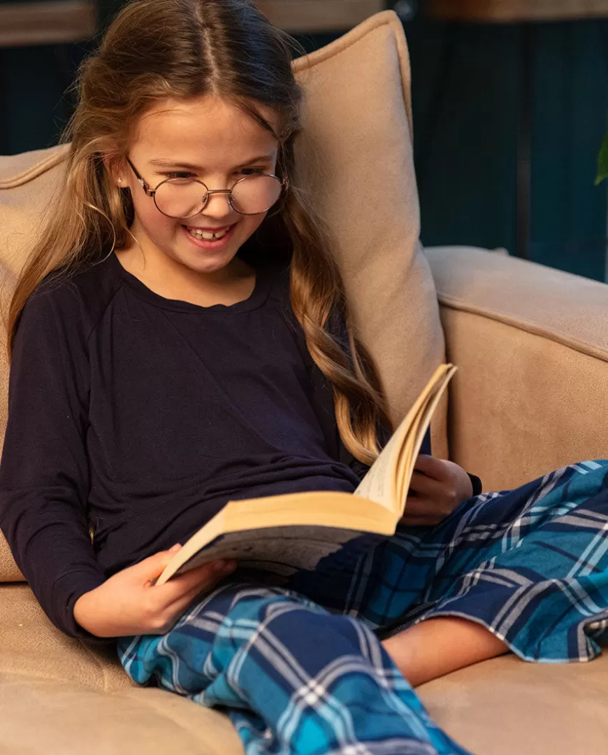 Kids Unisex Jersey T-Shirt And Blue Check Pyjama Set^Cyberjammies Clearance