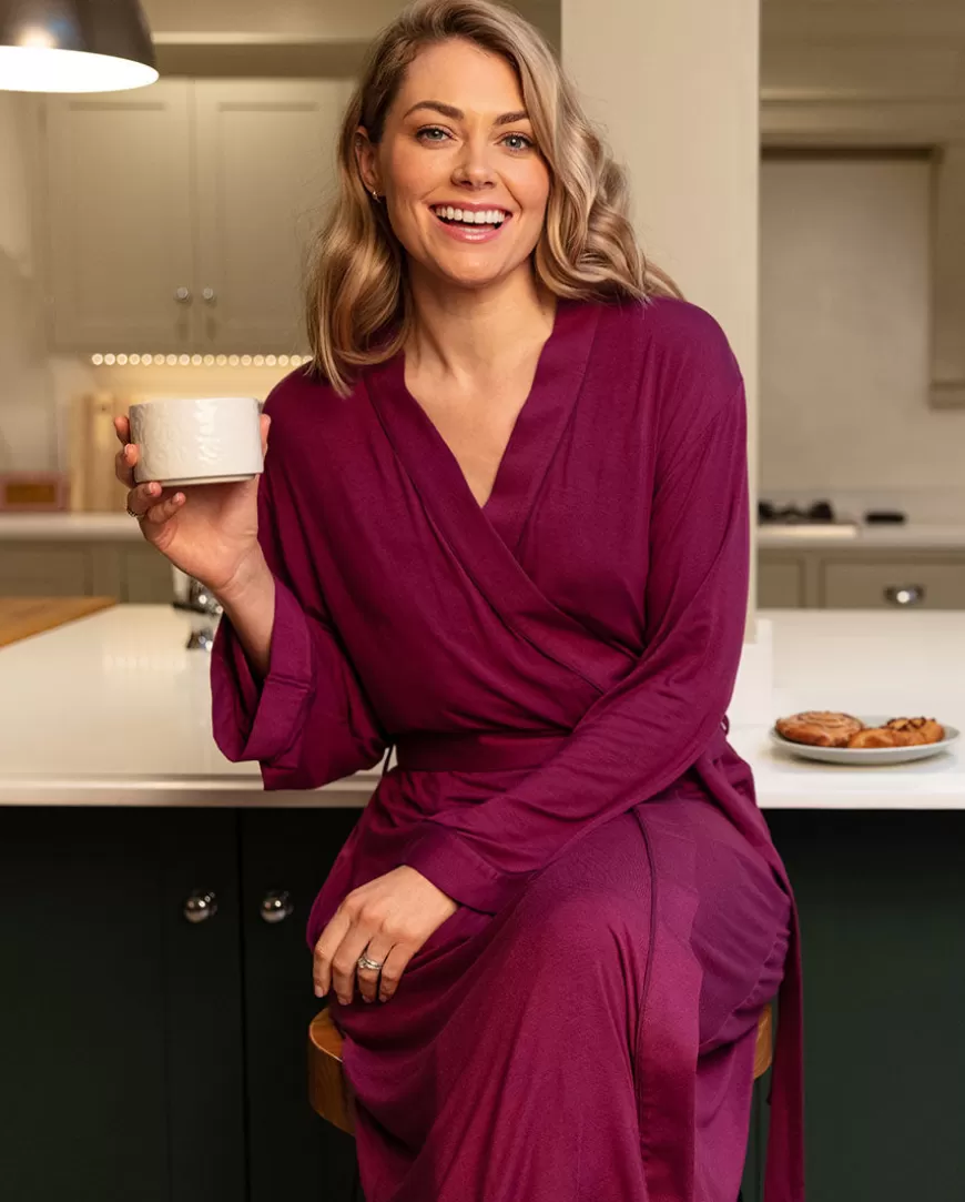 Magenta Jersey Long Dressing Gown^Cyberjammies Discount