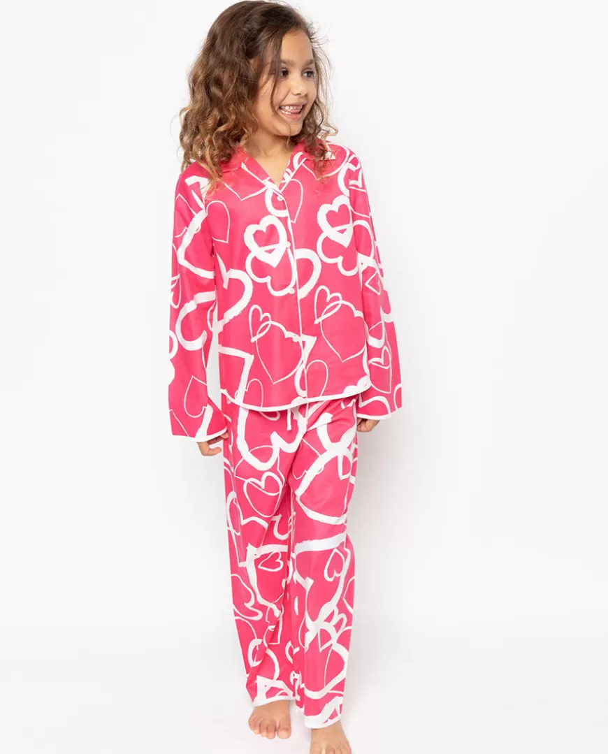 Mallory Pink Heart Print Pyjama Set^Cyberjammies Fashion