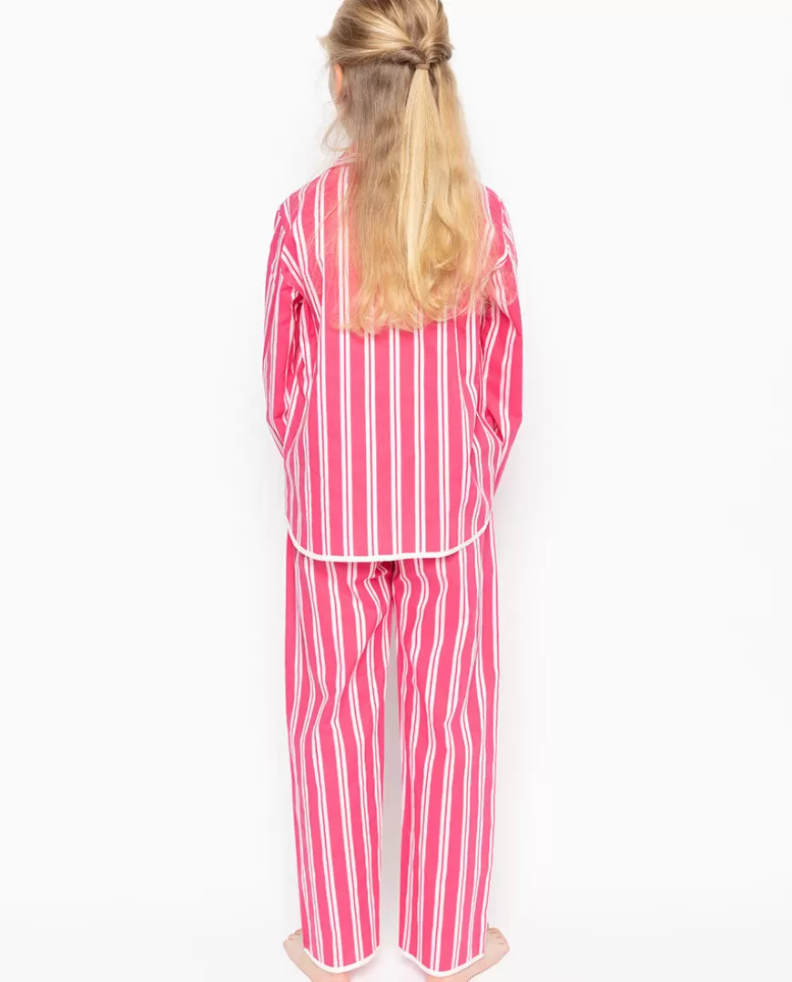 Mallory Pink Sateen Stripe Pyjama Set^Cyberjammies Best