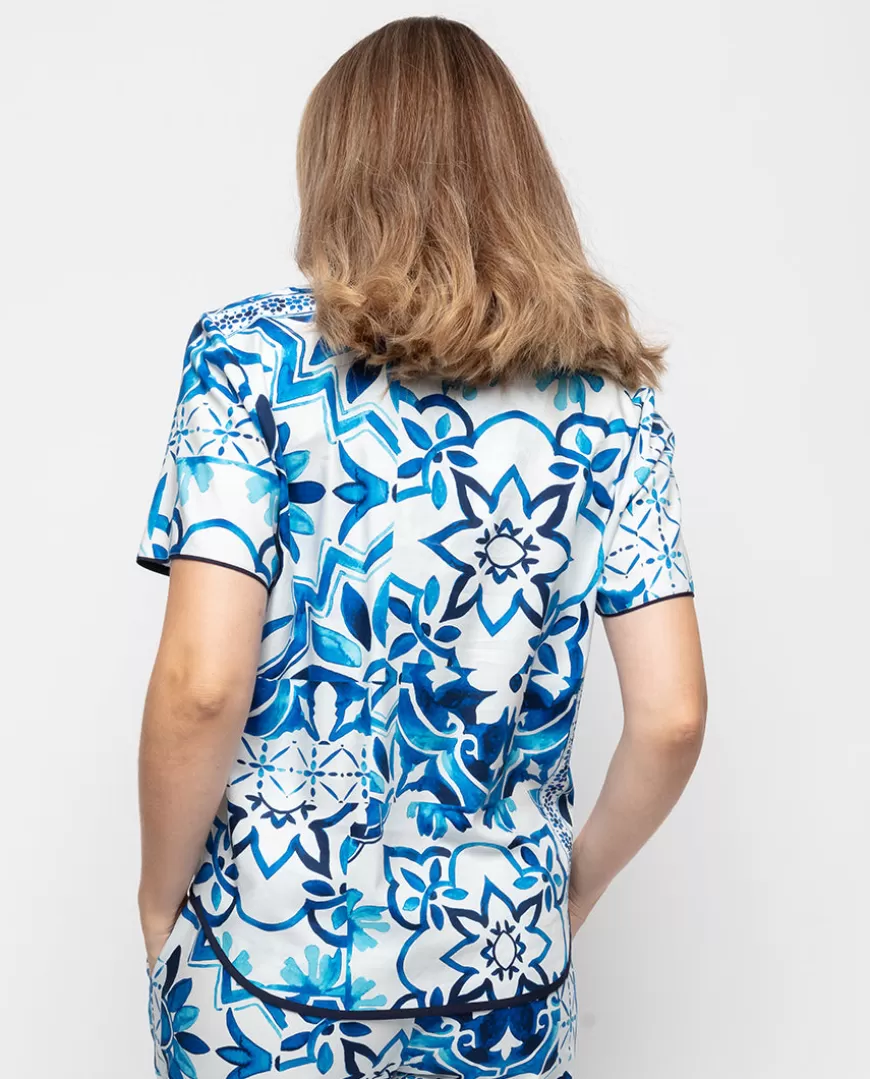 Marie Tile Print Pyjama Top^Cyberjammies Shop