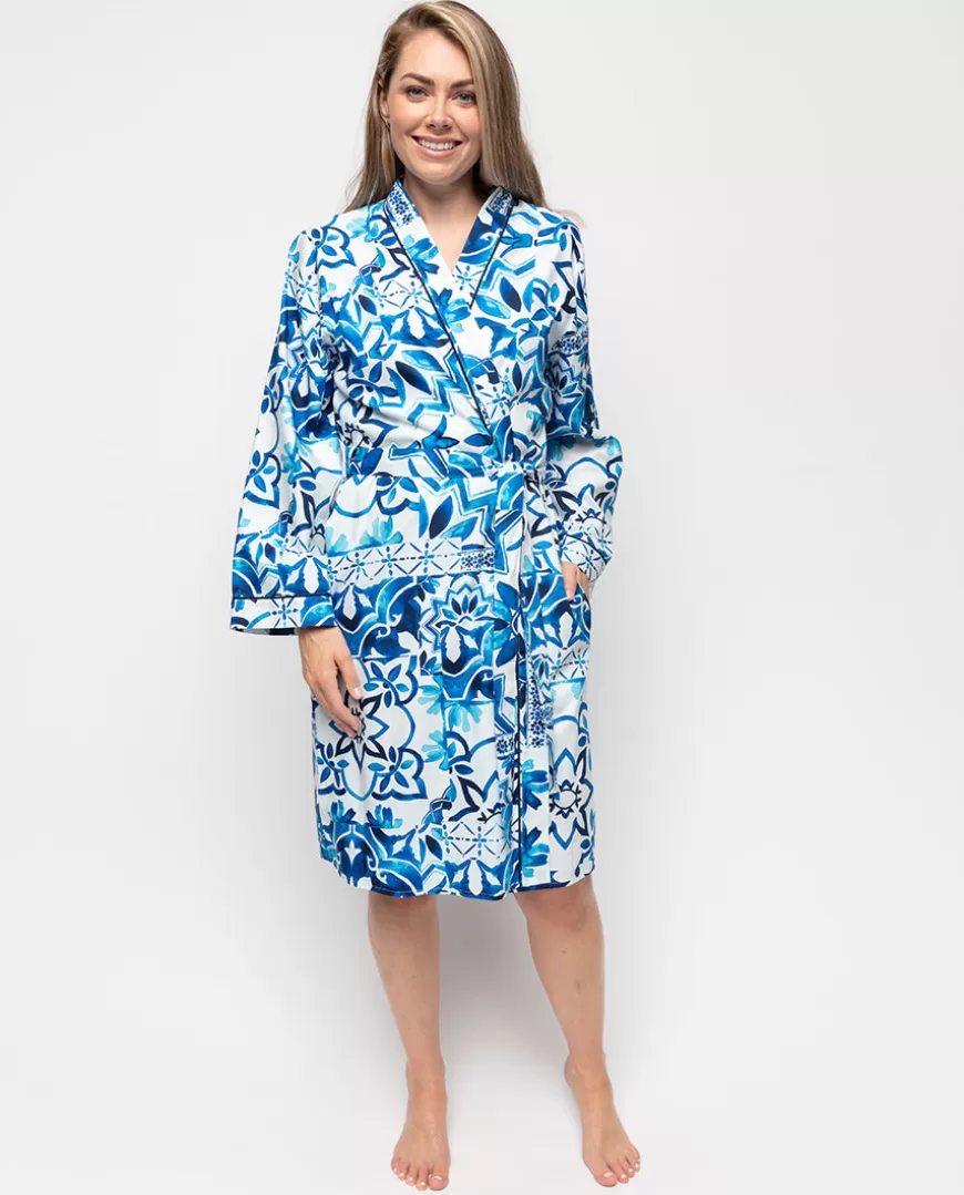 Marie Tile Print Short Dressing Gown^Cyberjammies Hot