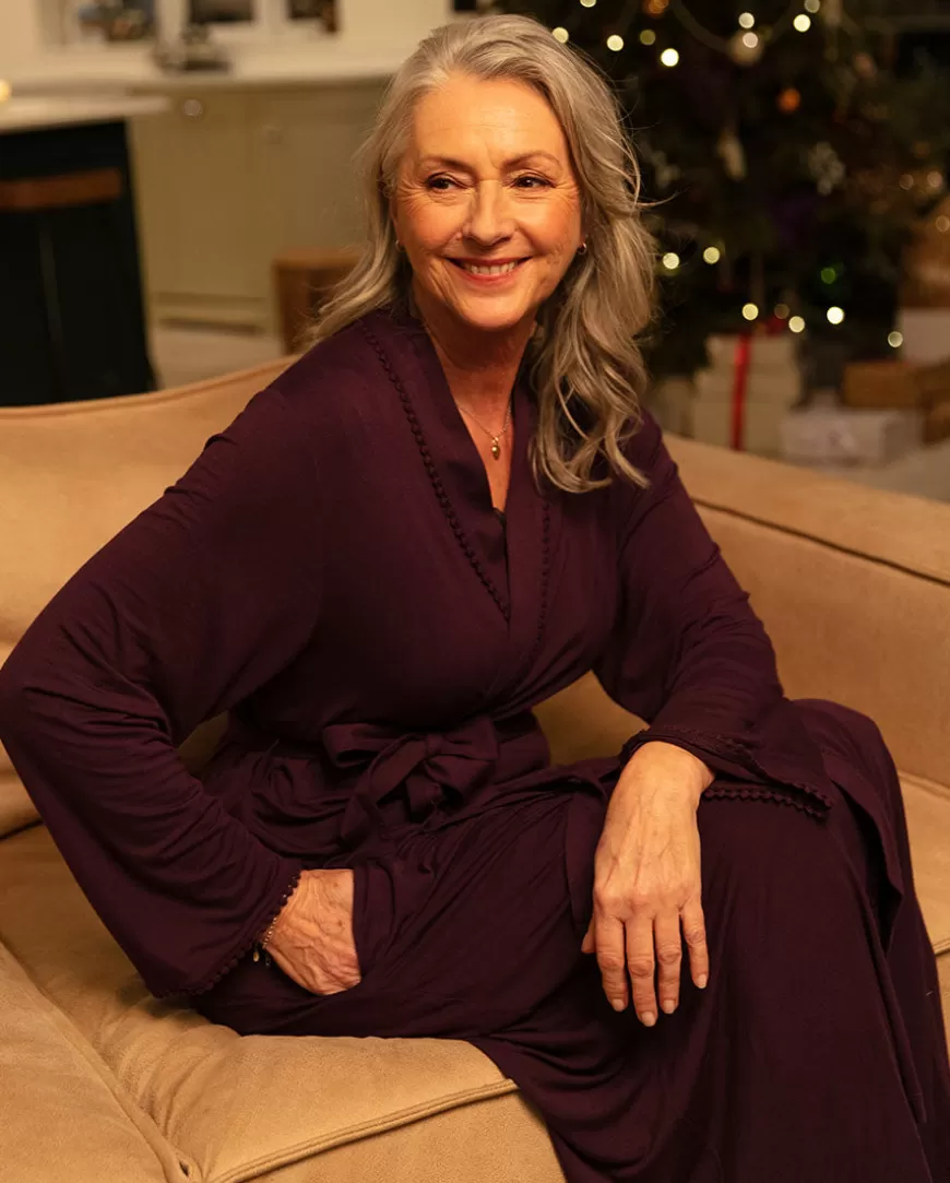 Mary Lace Trim Jersey Long Dressing Gown^Cyberjammies Store