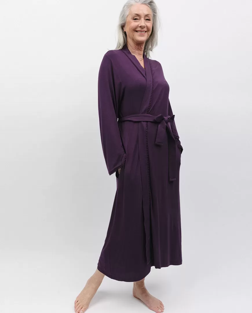 Mary Lace Trim Jersey Long Dressing Gown^Cyberjammies Store
