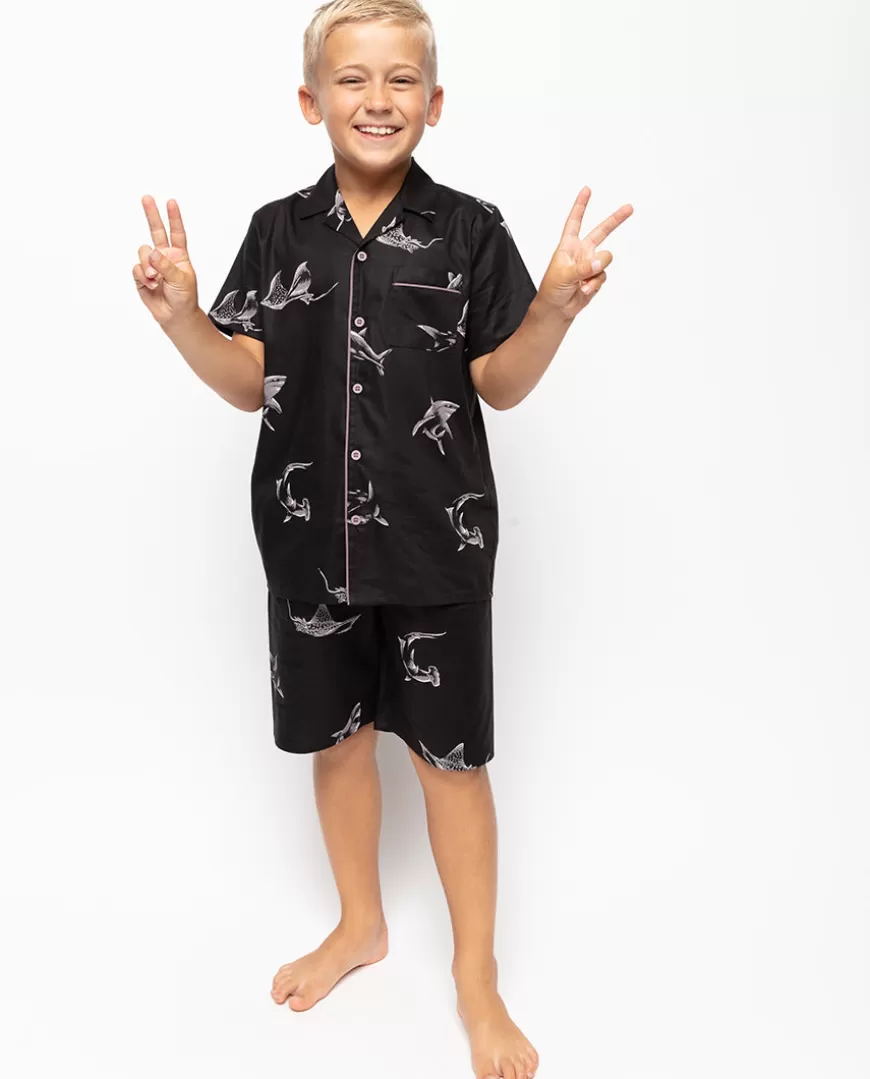 Mason Boys Shark Print Shorty Set^Cyberjammies Store