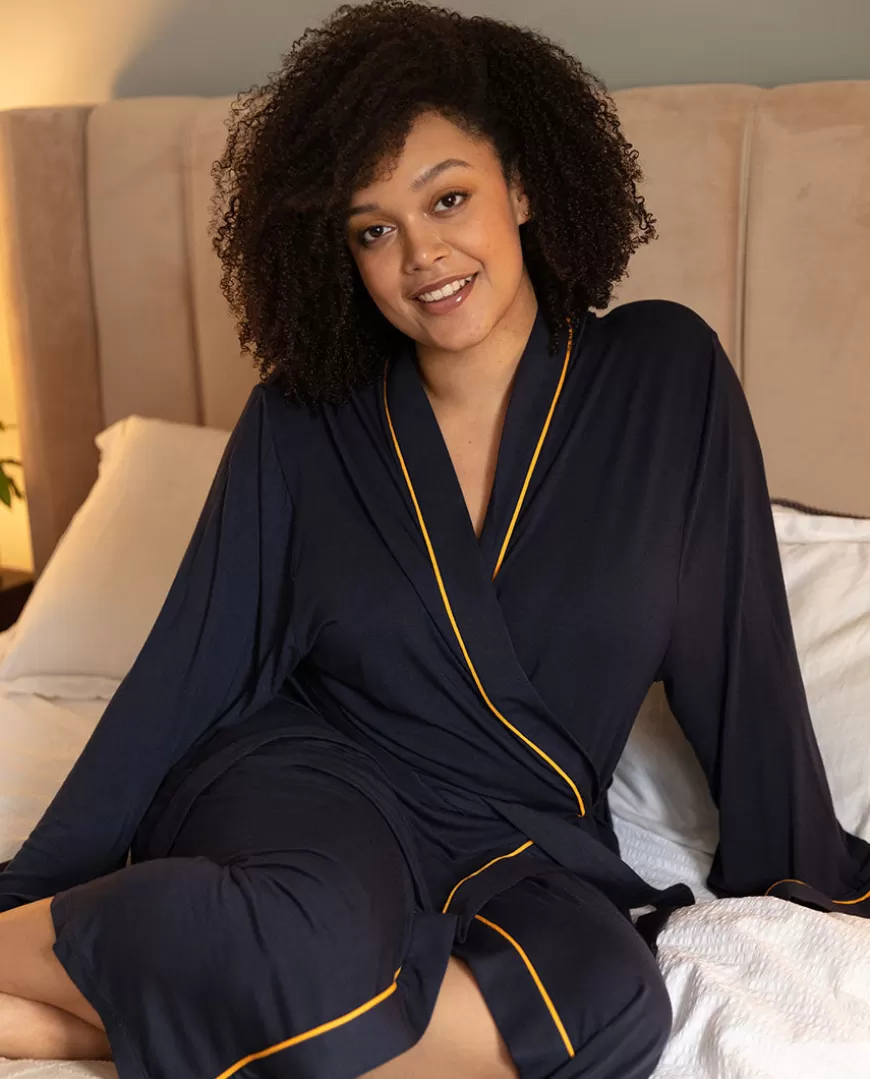 Navy Jersey Long Dressing Gown^Cyberjammies Cheap