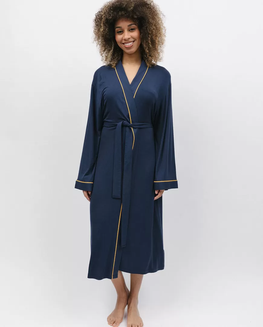Navy Jersey Long Dressing Gown^Cyberjammies Cheap