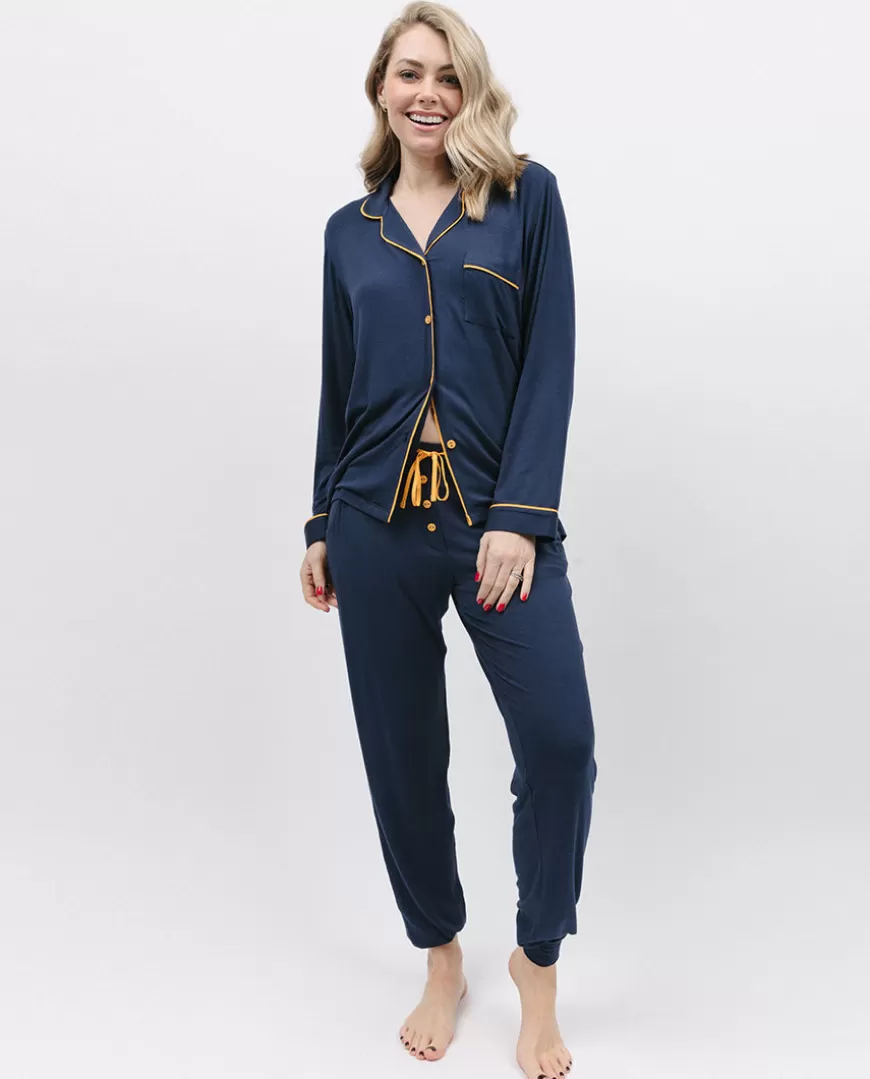Navy Revere Jersey Pyjama Top^Cyberjammies Hot