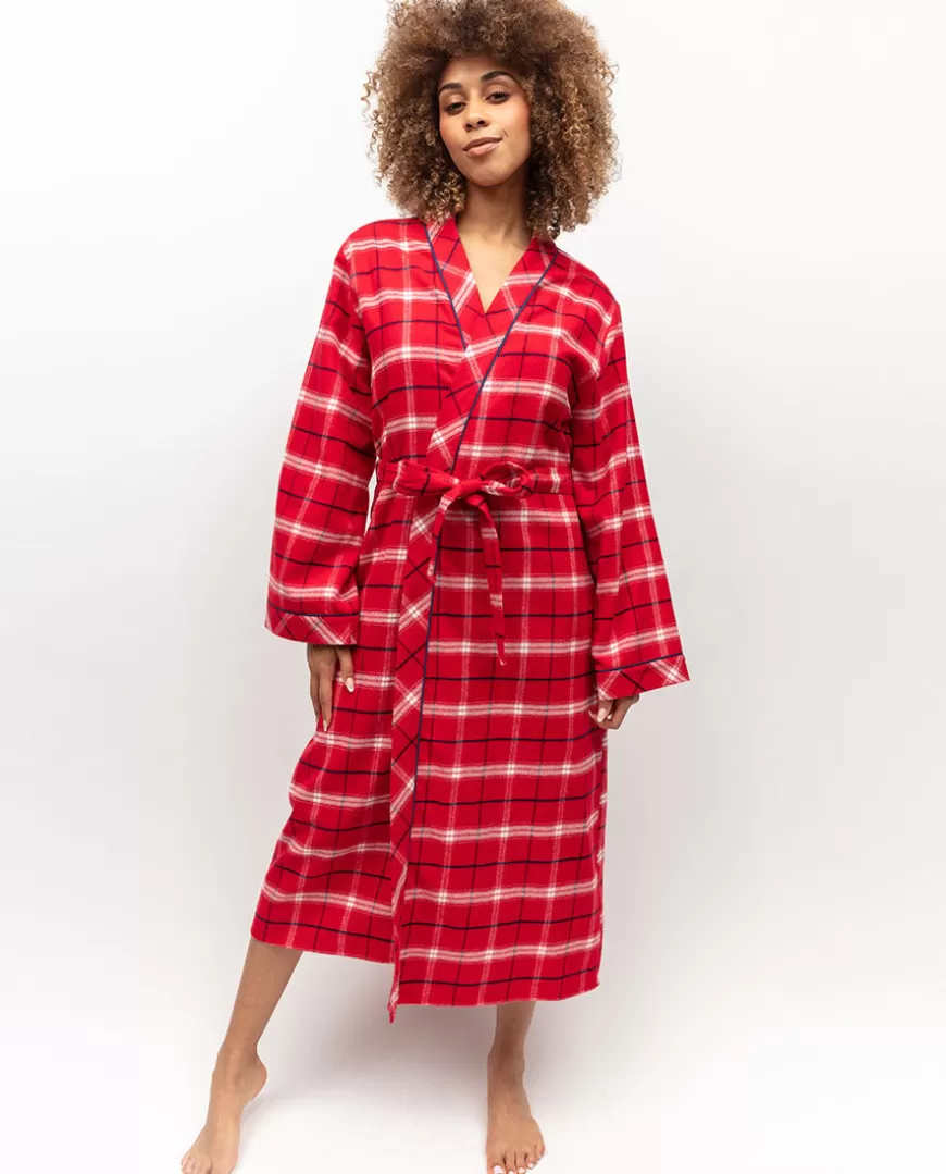 Noel Womens Super Cosy Check Long Dressing Gown^Cyberjammies Discount