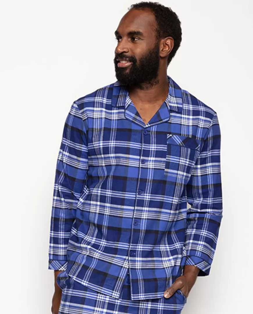 Riley Mens Brushed Check Pyjama Top^Cyberjammies Cheap