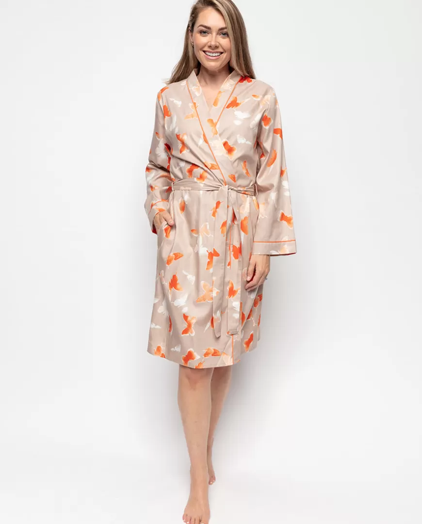 Sage Butterfly Print Short Dressing Gown^Cyberjammies Sale