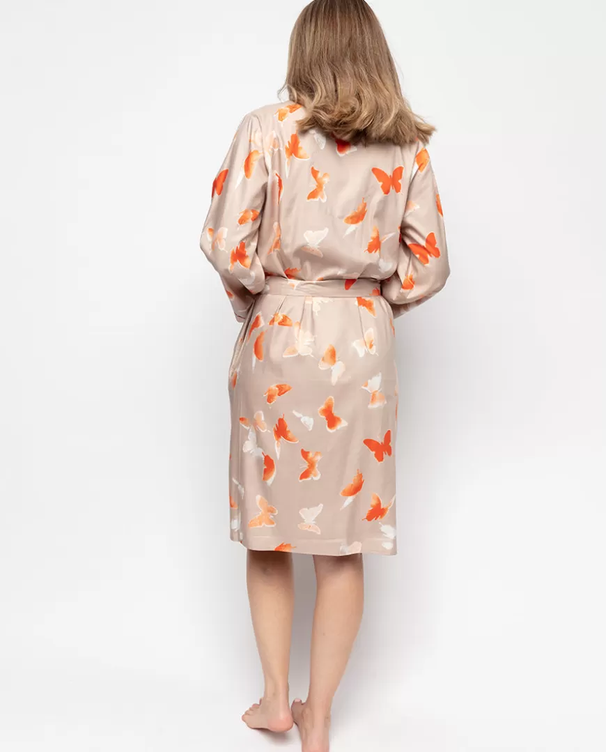 Sage Butterfly Print Short Dressing Gown^Cyberjammies Sale