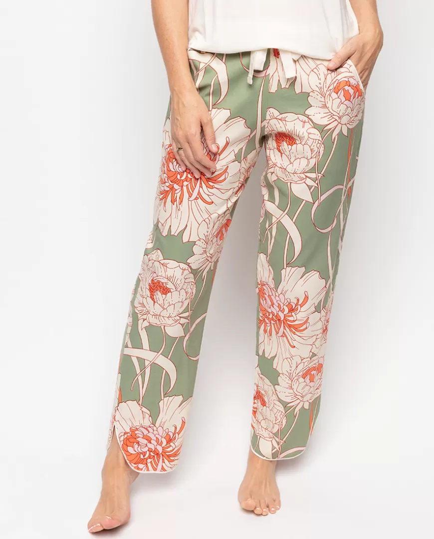 Sage Floral Print Pyjama Bottoms^Cyberjammies Shop